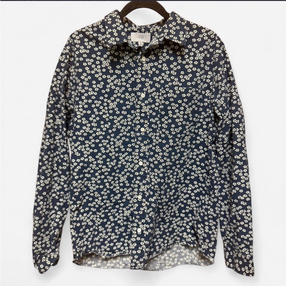 Jack Spade Bleeker Street Navy Blue Button Up With White Flowers